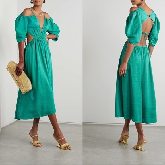 cult gaia Dresses & Skirts - NWOT Cult Gaia CHARLIZE green cutout midi dress size XS